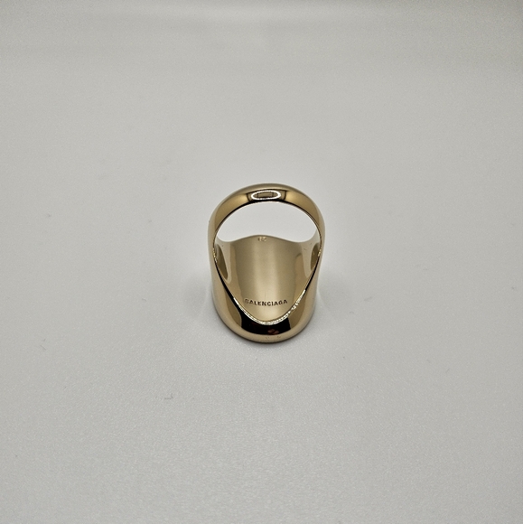 Balenciaga US 9 60 Gold Red Oval Chevaliere Ring Crest Seal Signet Coat Of Arms - Picture 7 of 13